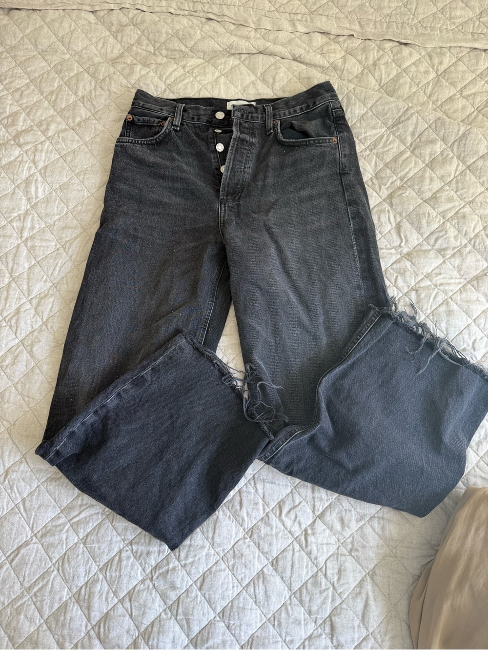 Agolde High-Waist Black Raw-Hem Women's Jeans